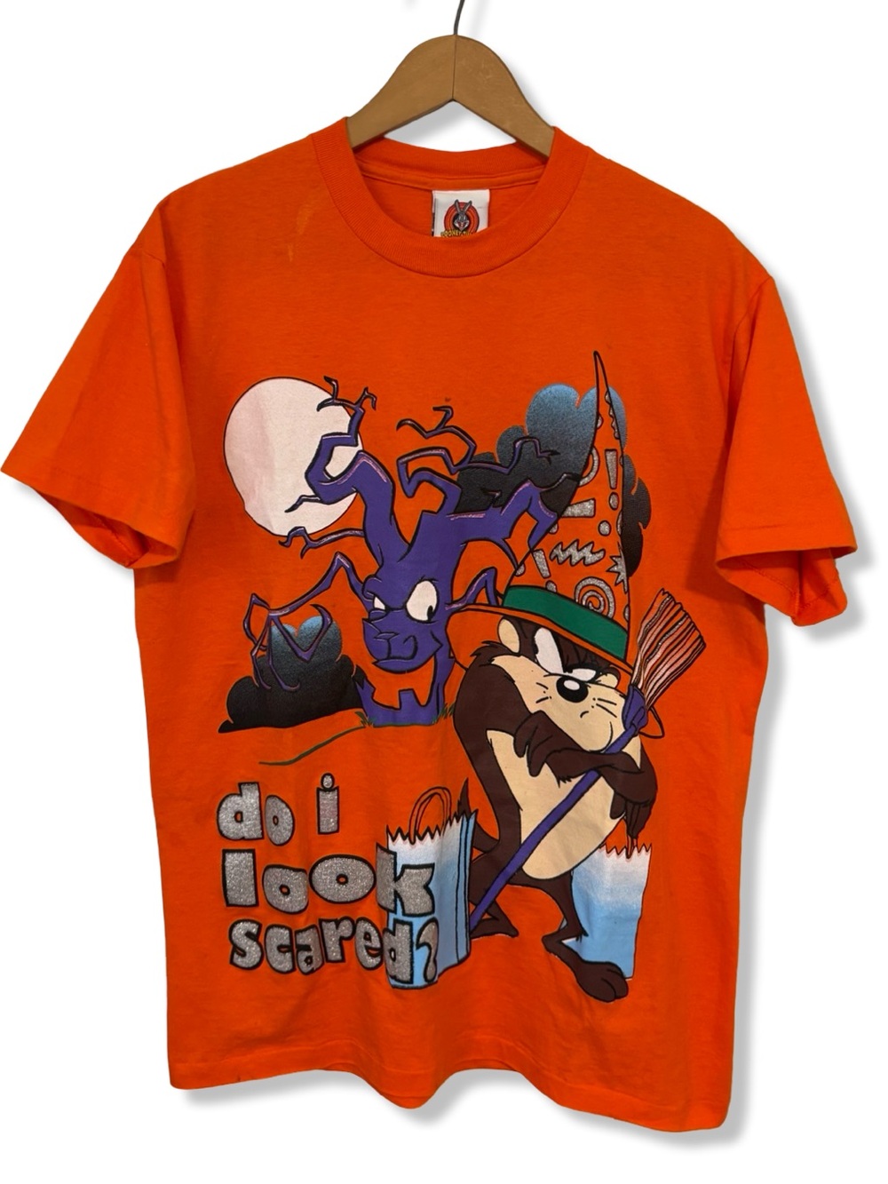 Vintage 1998 Warner Bros. Orange Looney Tunes Tasmanian Devil Halloween Tee